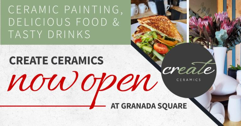 Create Ceramics is officially open at Granada Square: Paint your own ceramics while enjoying delicious food & drink 